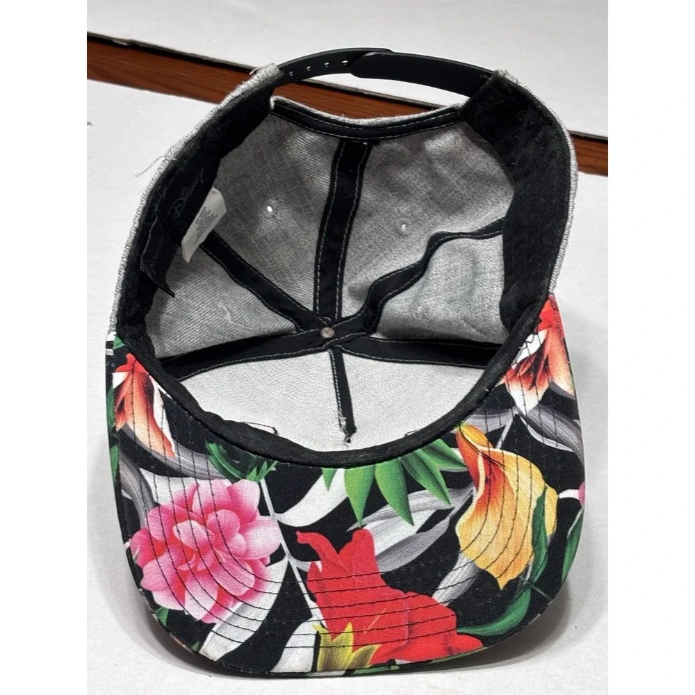 Disney Stitch Snapback Hat Gray Floral Brim Adjustable Cap Lilo‎ & Stitch OSFM